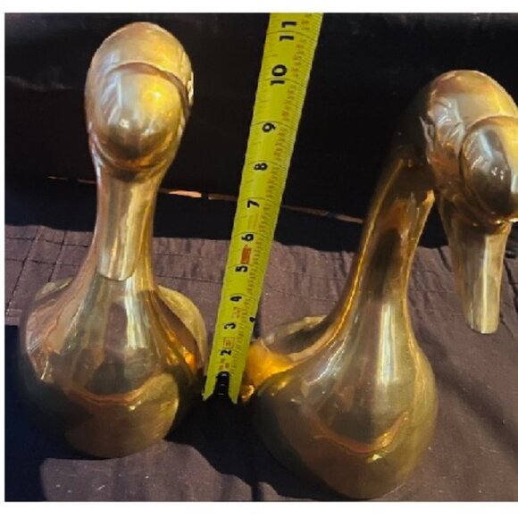 Vintage Large Brass Swan Bookends - Picture 5 of 7